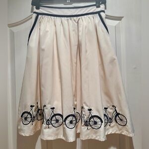 Comme Toi (Anthropologie) A-Line Midi Bicycle Print Lined Skirt EUC, Small